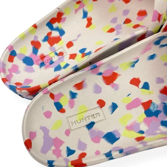 Hunter Original Marble Slide Lightweight Sandals Womens Sz 8 Shaded White EUC - Picture 9 of 12